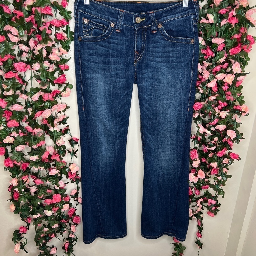 True Religion Joey Flare Jeans Women’s Dark Wash Low Rise Y2K 🌹